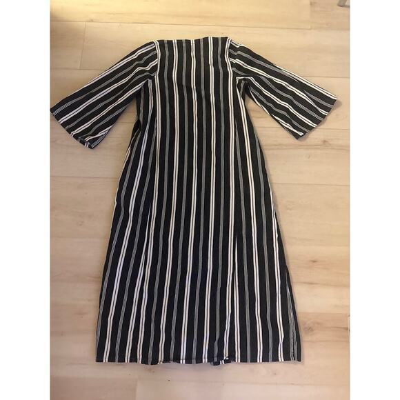 Nili Lotan Womens Palma Black White Stripe Resort Coastal Boho Lagenlook Small - Picture 5 of 8